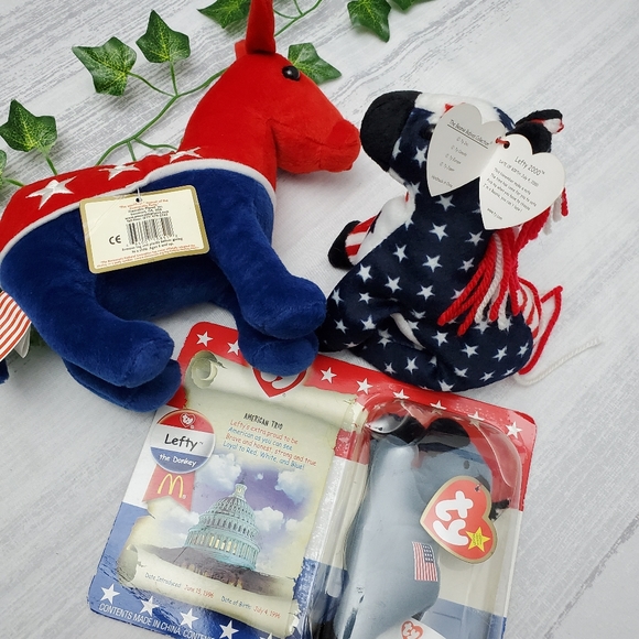 Patriotic Bundle of 3 Plush Donkeys - Picture 9 of 10